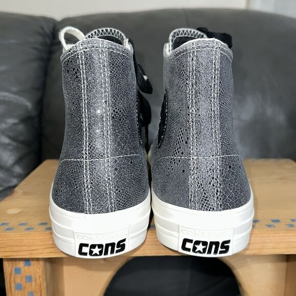 CONVERSE 11 M/13 W Unisex Black Genuine Snake Print Leather Skate Sneakers - Picture 7 of 15